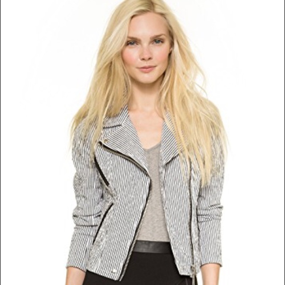 Striped Club Monaco Moto Jacket